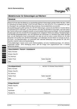 Solaranlagen Meldeformular - Kanton Thurgau Meldeformular